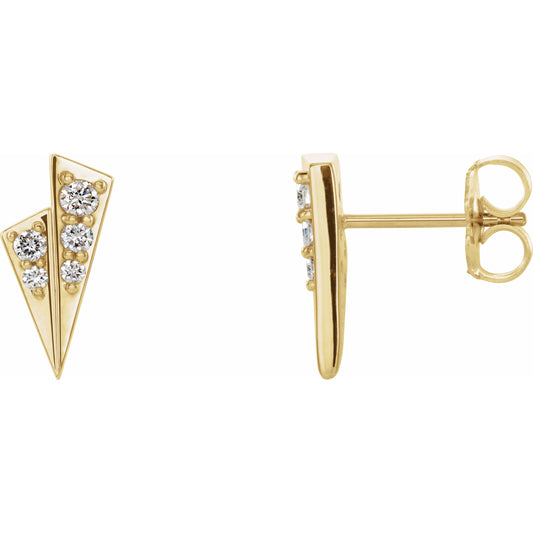 14K Yellow 1/6 CTW Diamond Geometric Earrings