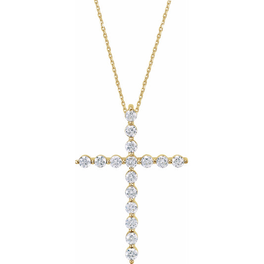 14K Yellow 1/5 CTW Diamond Cross 18 Necklace