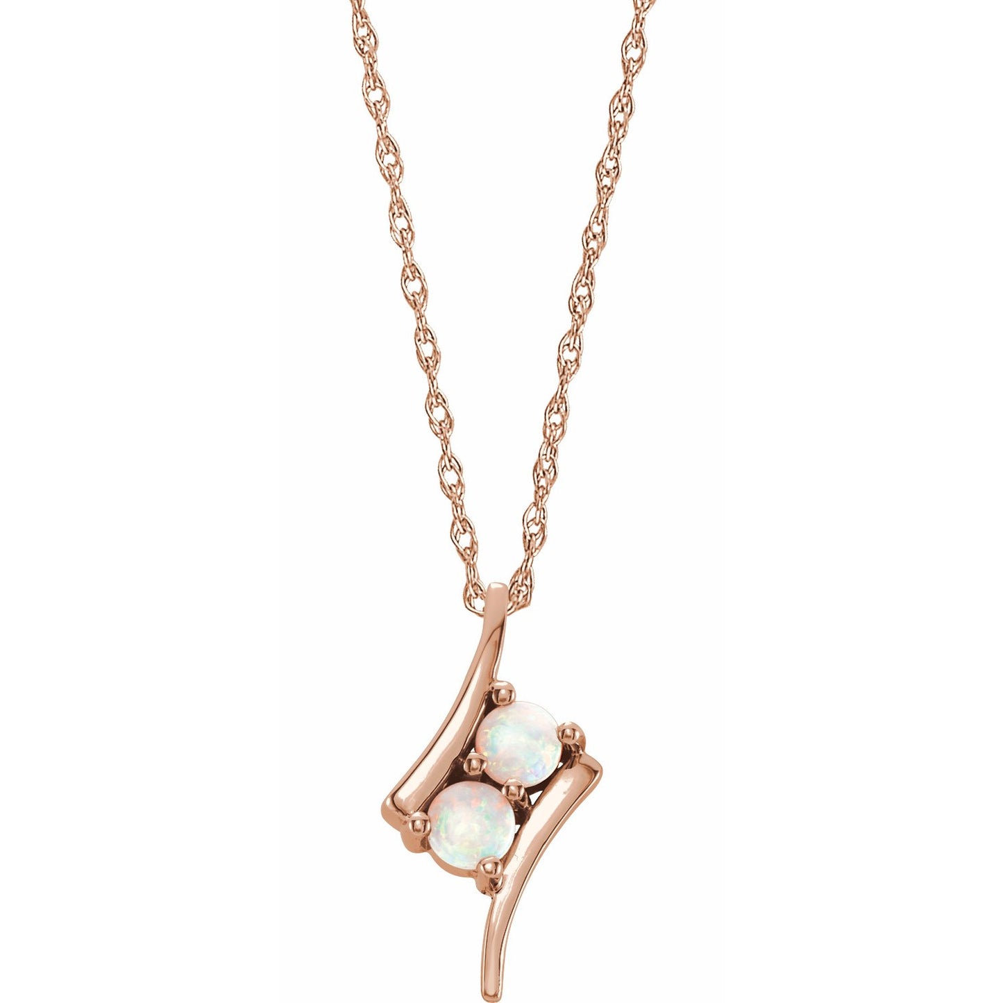 14K Rose Opal Two-Stone 16-18 Necklace
