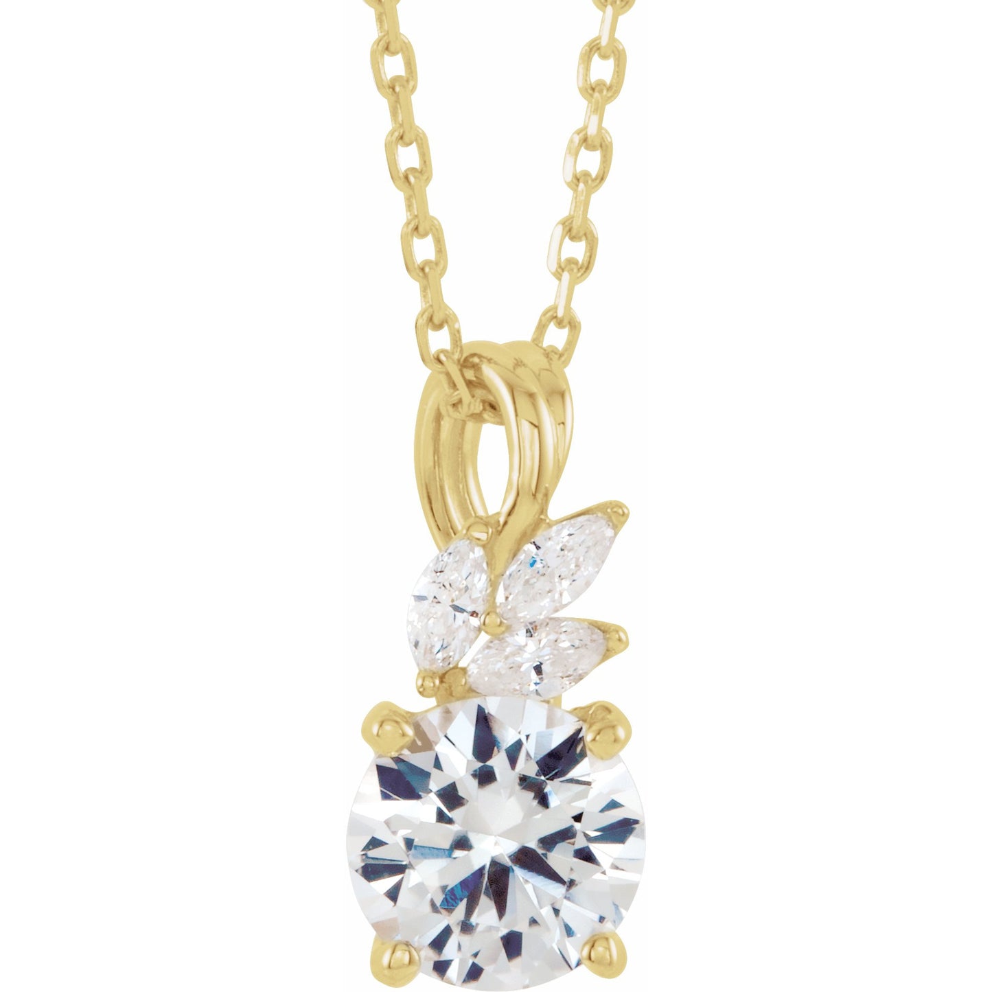 14K Yellow Sapphire & 1/10 CTW Diamond 16-18 Necklace
