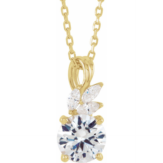 14K Yellow Sapphire & 1/10 CTW Diamond 16-18 Necklace