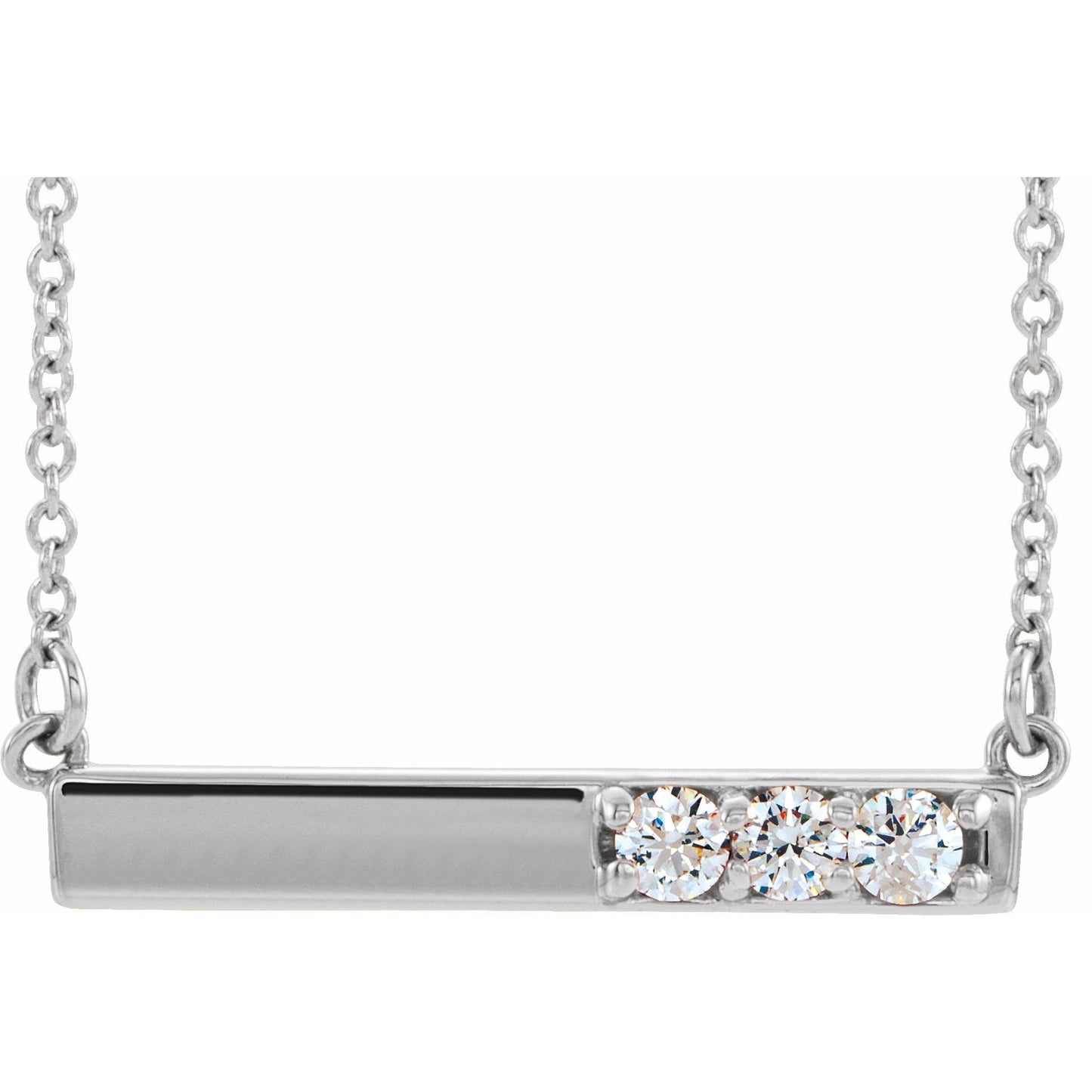 14K White 1/5 CTW Diamond Bar 16-18 Necklace