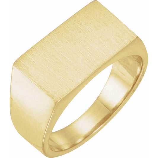 14K Yellow 15x9 mm Rectangle Signet Ring