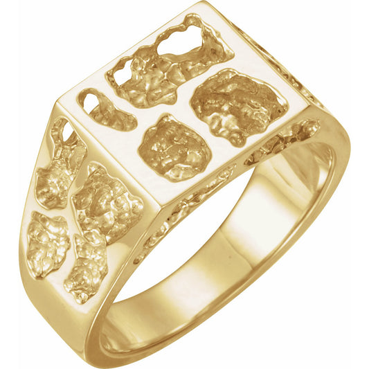 14K Yellow 11 mm Men's Solid Nugget Ring