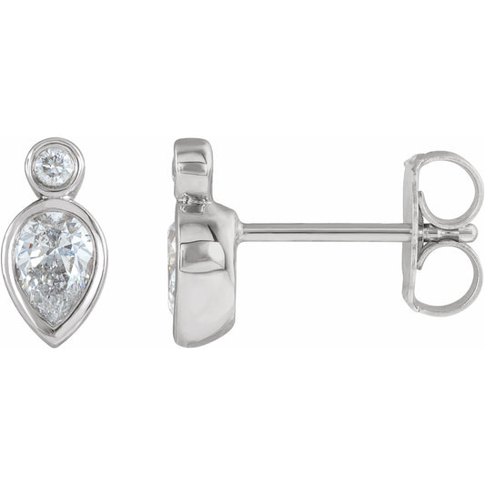 14K White 1/3 CTW Diamond Bezel-Set Earrings
