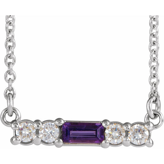 14K White Amethyst & 1/5 CTW Diamond 18 Necklace