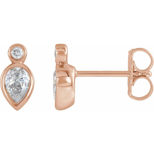 14K Rose 1/3 CTW Diamond Bezel-Set Earrings