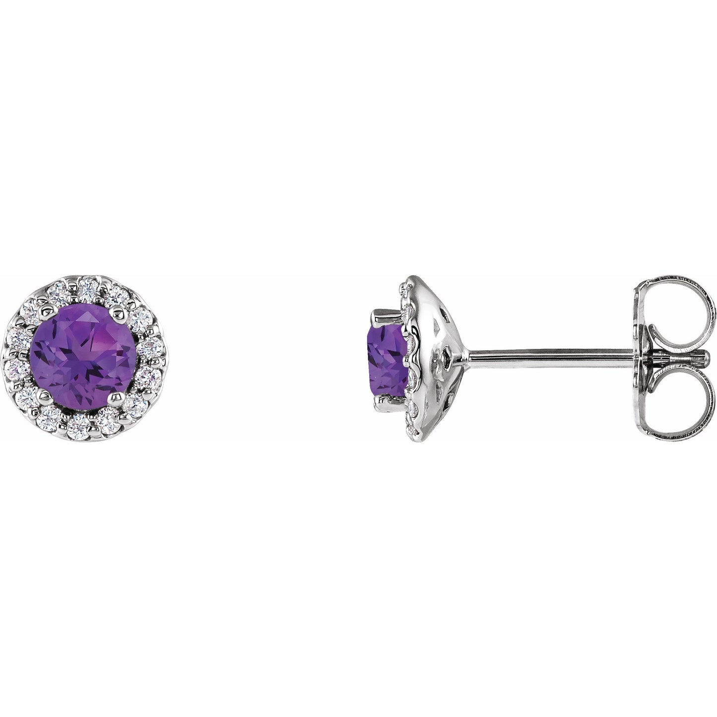 14K White Amethyst & 1/6 CTW Diamond Earrings
