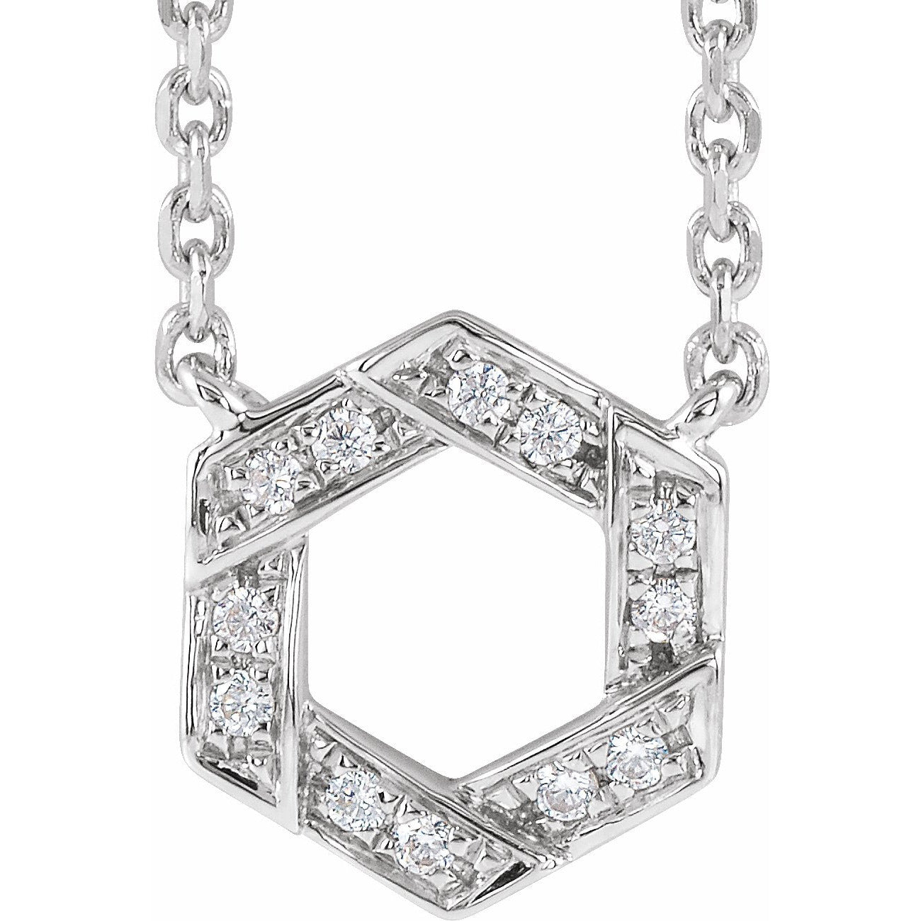 14K White .06 CTW Diamond Geometric 16-18 Necklace