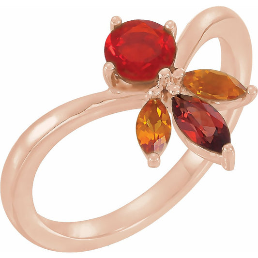 14K Rose Multi-Gemstone Ring