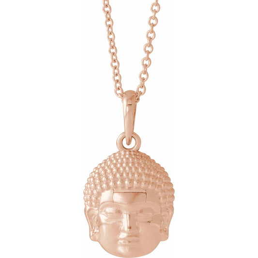 14K Rose 14.7x10.5 mm Meditation Buddha 16-18 Necklace