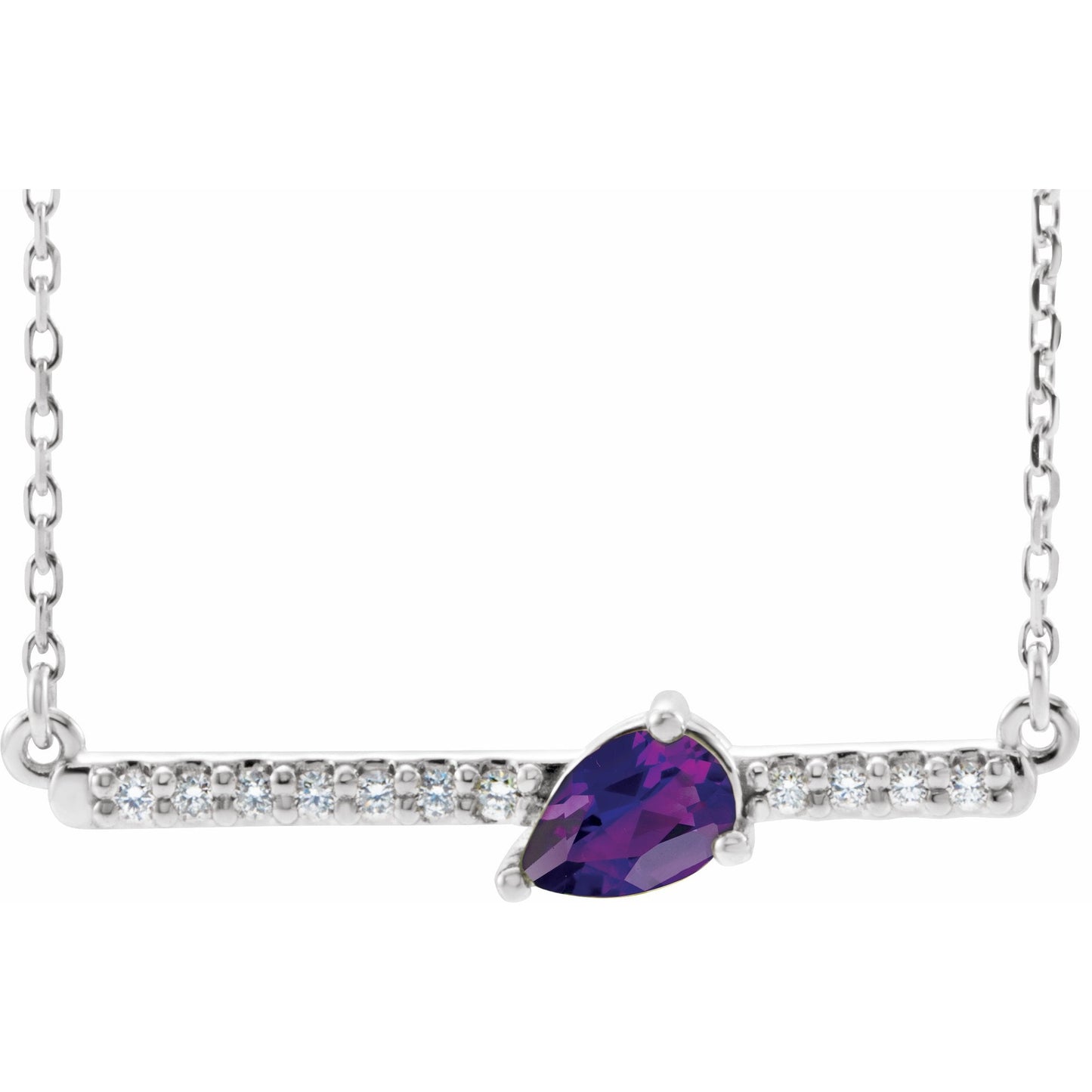 14K White Amethyst & 1/10 CTW Diamond 18 Necklace