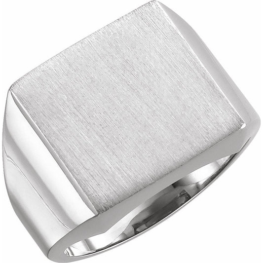 14K White 12 mm Square Signet Ring