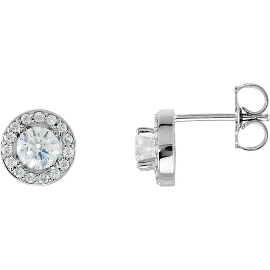 14K White 5/8 CTW Diamond Halo-Style Earrings