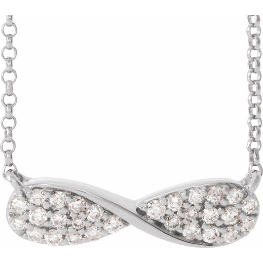 14K White 1/6 CTW Diamond Infinity-Inspired 15-17 Necklace