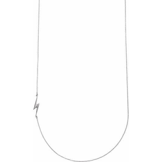 14K White Lightning Bolt 18 Necklace