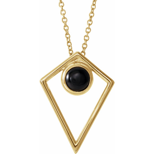 14K Yellow Onyx Cabochon Pyramid 16-18 Necklace