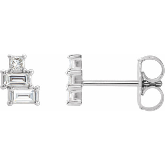 14K White 1/4 CTW Diamond Geometric Cluster Earrings