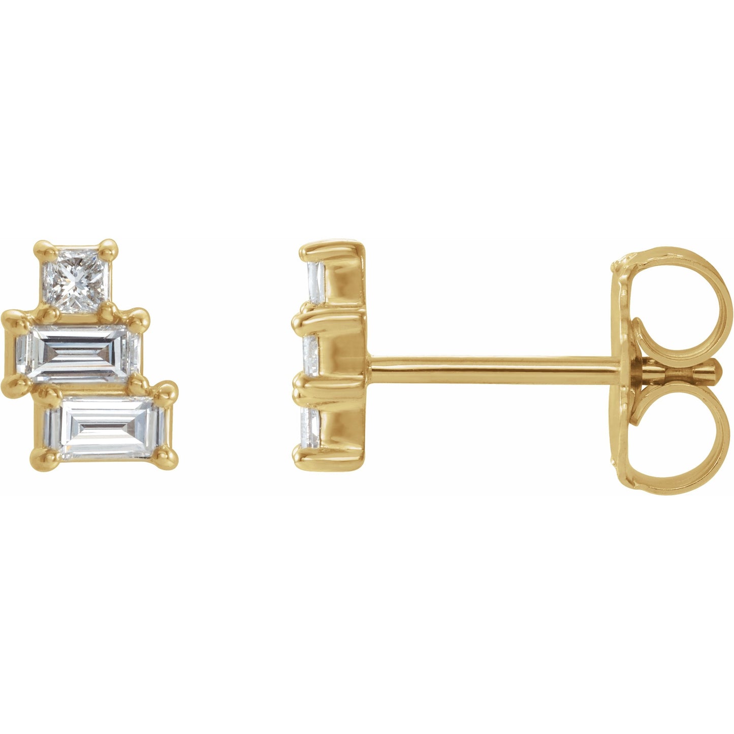 14K Yellow 1/4 CTW Diamond Geometric Cluster Earrings