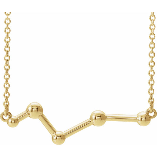14K Yellow Constellation Bar 18 Necklace