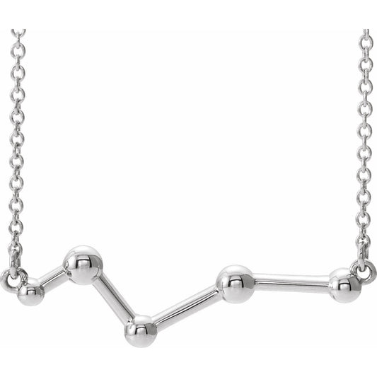 14K White Constellation Bar 18 Necklace
