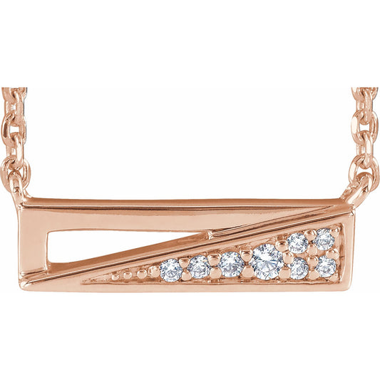 14K Rose .05 CTW Diamond Bar 18 Necklace