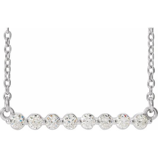 14K White 1/4 CTW Diamond Bar 16 Necklace