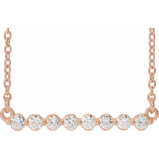 14K Rose 1/4 CTW Diamond Bar 16 Necklace