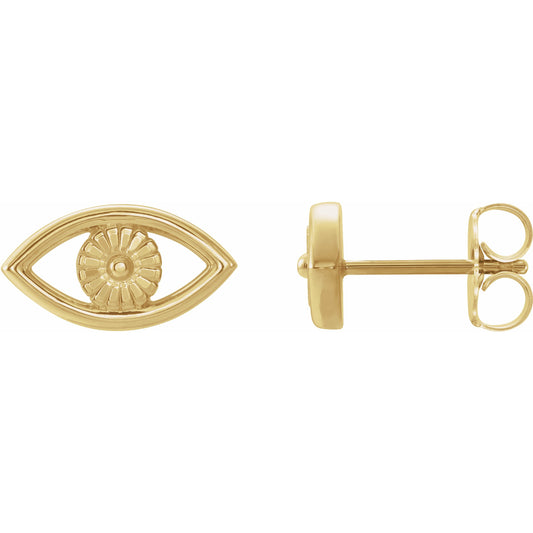 14K Yellow Evil Eye Earrings