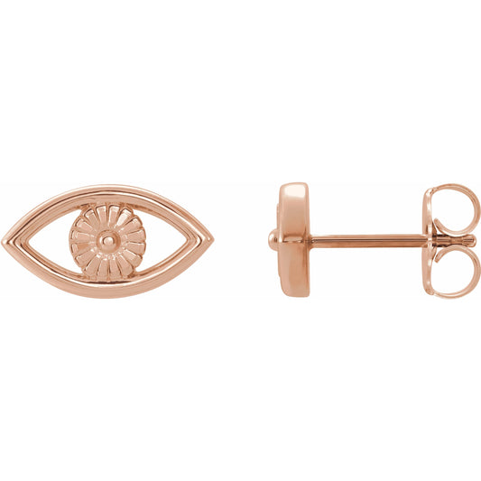 14K Rose Evil Eye Earrings