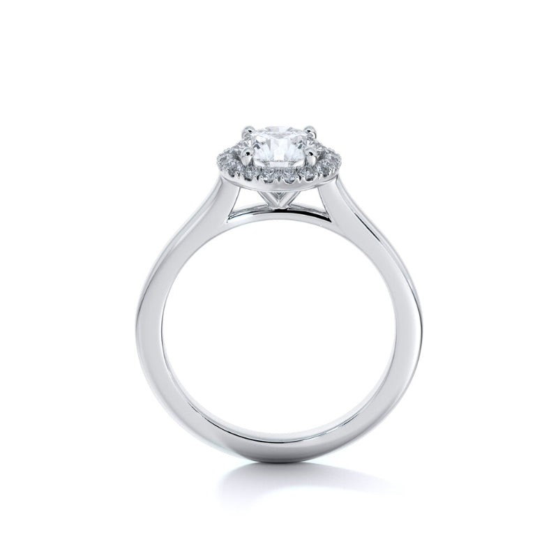 Sasha Primak Contour Cathedral Round Pave Diamond Halo Engagement Ring with Plain Shank