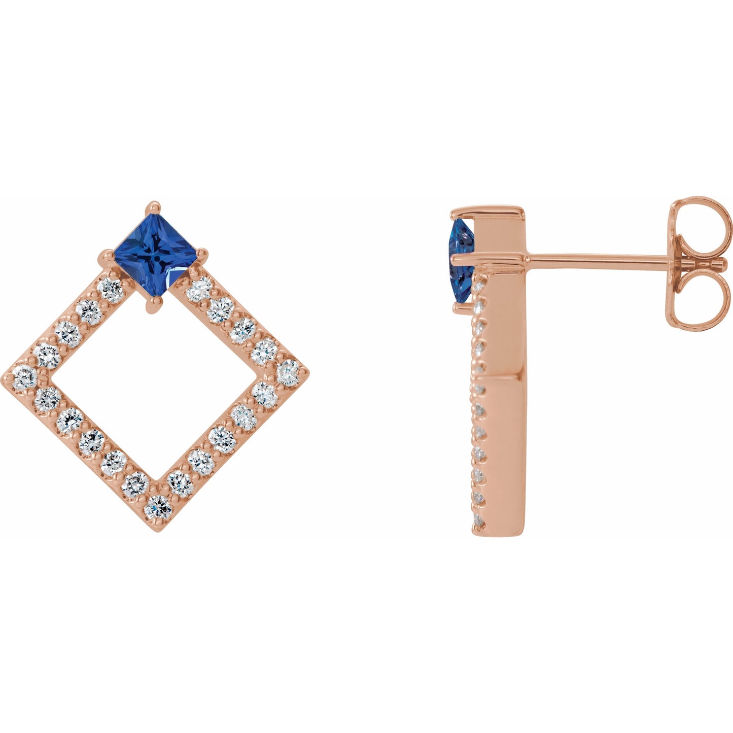 14K Rose Tanzanite & 1/3 CTW Diamond Earrings