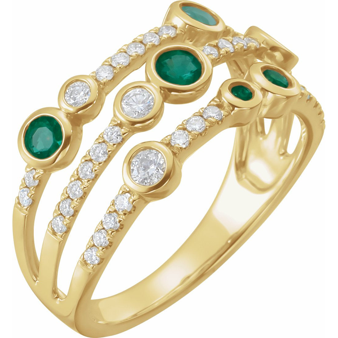 14K Yellow Emerald & 3/8 CTW Diamond Ring