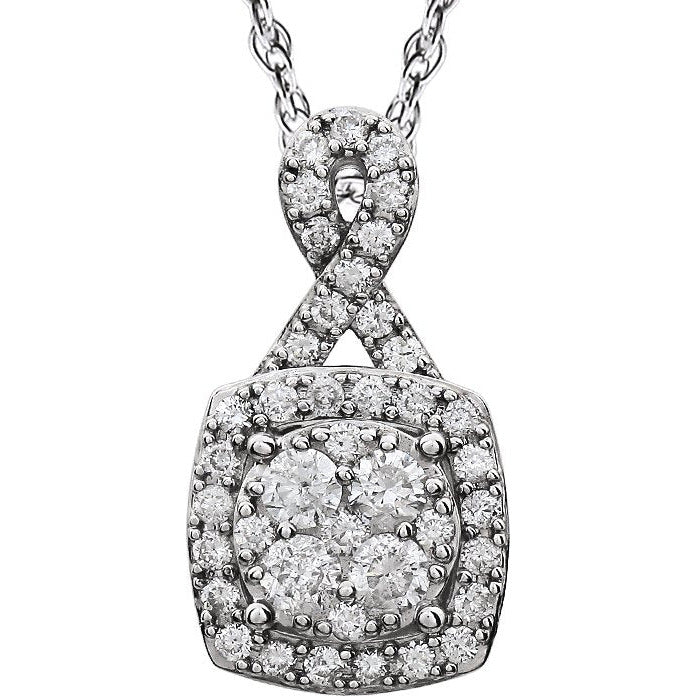 14K White 3/4 CTW Halo-Style Diamond 18 Necklace