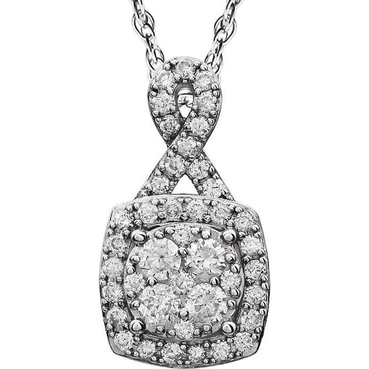 14K White 3/4 CTW Halo-Style Diamond 18 Necklace