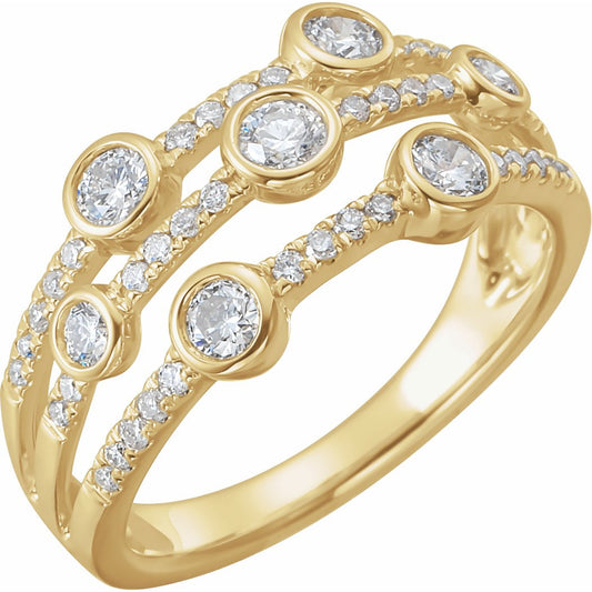 14K Yellow 3/4 CTW Diamond Negative Space Ring