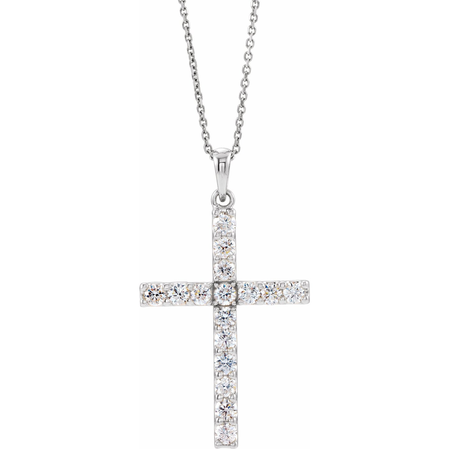 14K White 1/4 CTW Diamond Cross 18 Necklace