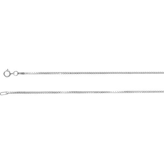 14K White 1.3 mm Diamond Cut Box 7 Chain with Spring Ring