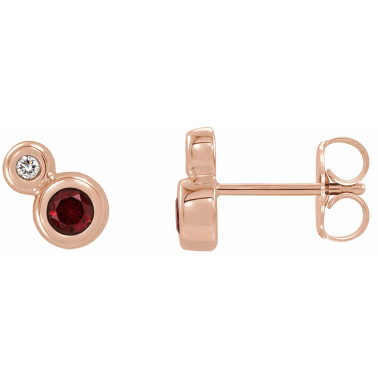14K Rose Mozambique Garnet & .03 CTW Diamond Earrings
