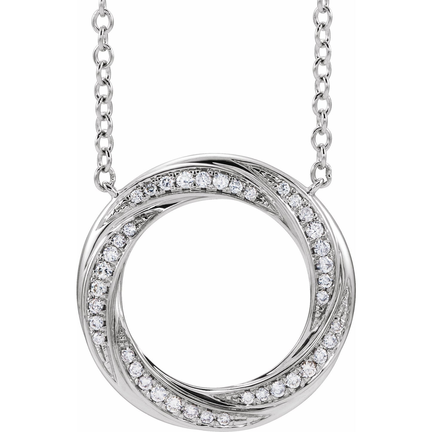 14K White 1/5 CTW Diamond Circle 16-18 Necklace