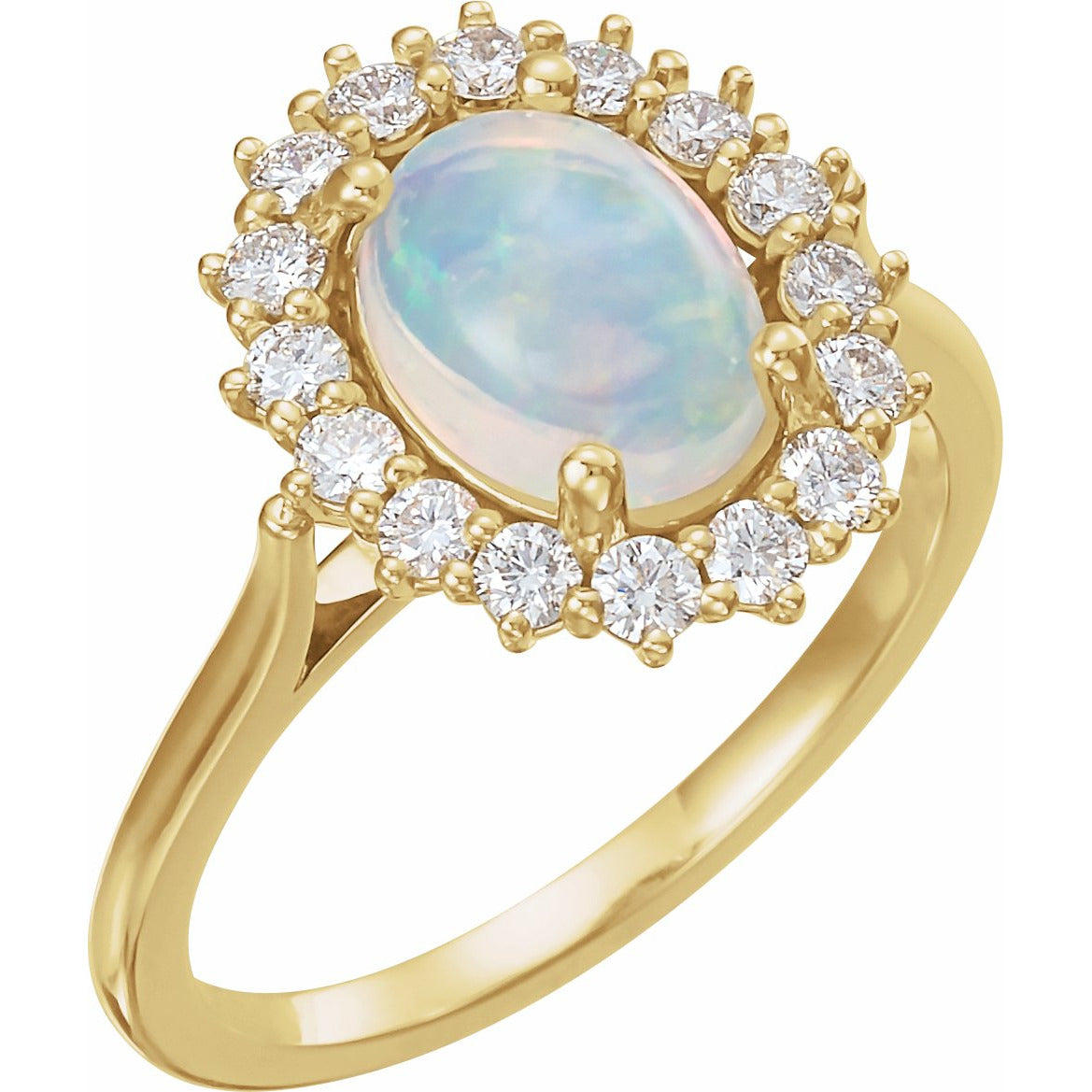 14K Yellow Ethiopian Opal & 3/8 CTW Diamond Ring