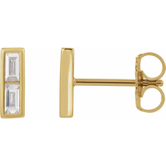 14K Yellow 1/4 CTW Diamond Bar Earrings