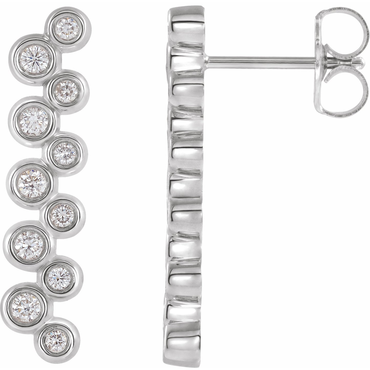 14K White 1/3 CTW Diamond Bezel-Set Bar Earrings