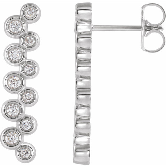 14K White 1/3 CTW Diamond Bezel-Set Bar Earrings