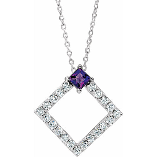 14K White Amethyst & 3/8 CTW Diamond 16-18 Necklace