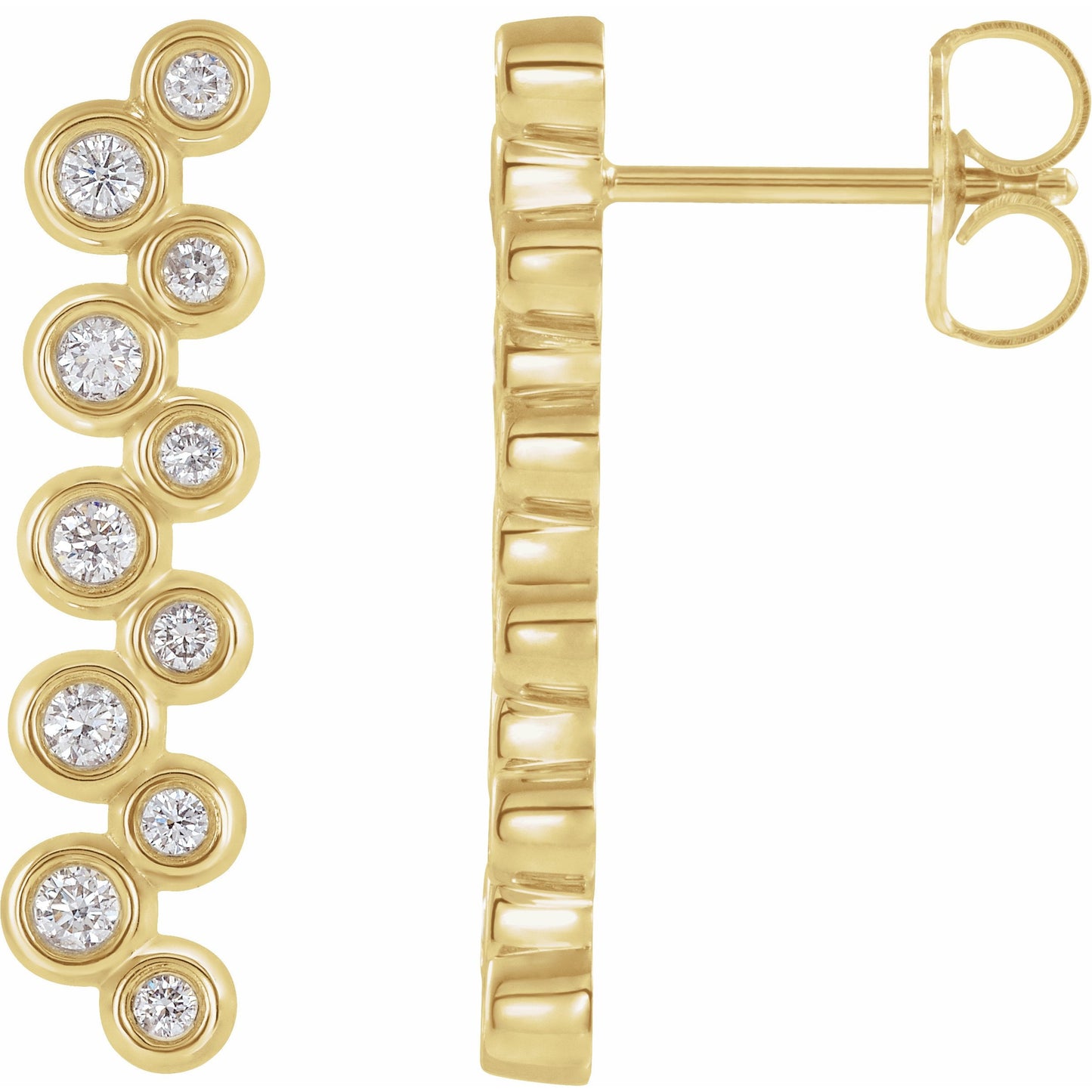 14K Yellow 1/3 CTW Diamond Bezel-Set Bar Earrings