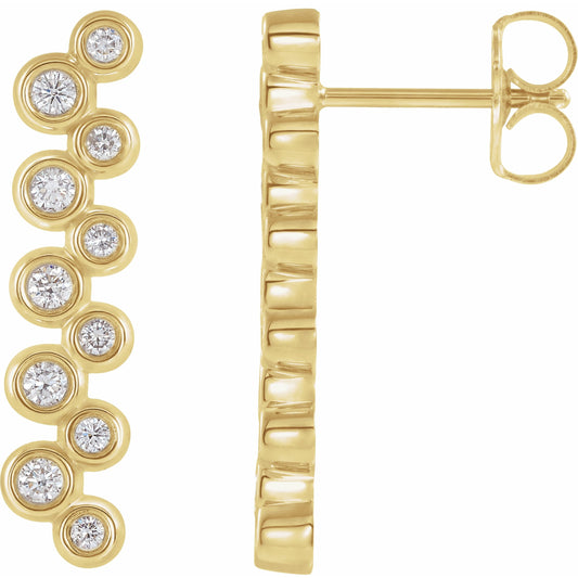 14K Yellow 1/3 CTW Diamond Bezel-Set Bar Earrings