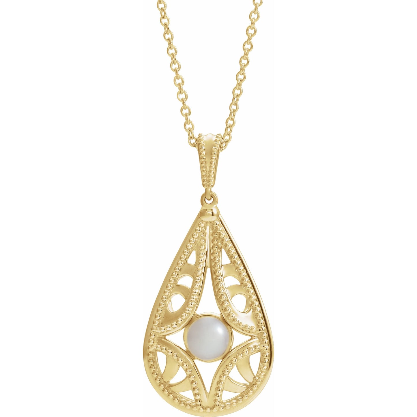 14K Yellow Vintage-Inspired Freshwater Cultured Pearl 16-18 Necklace