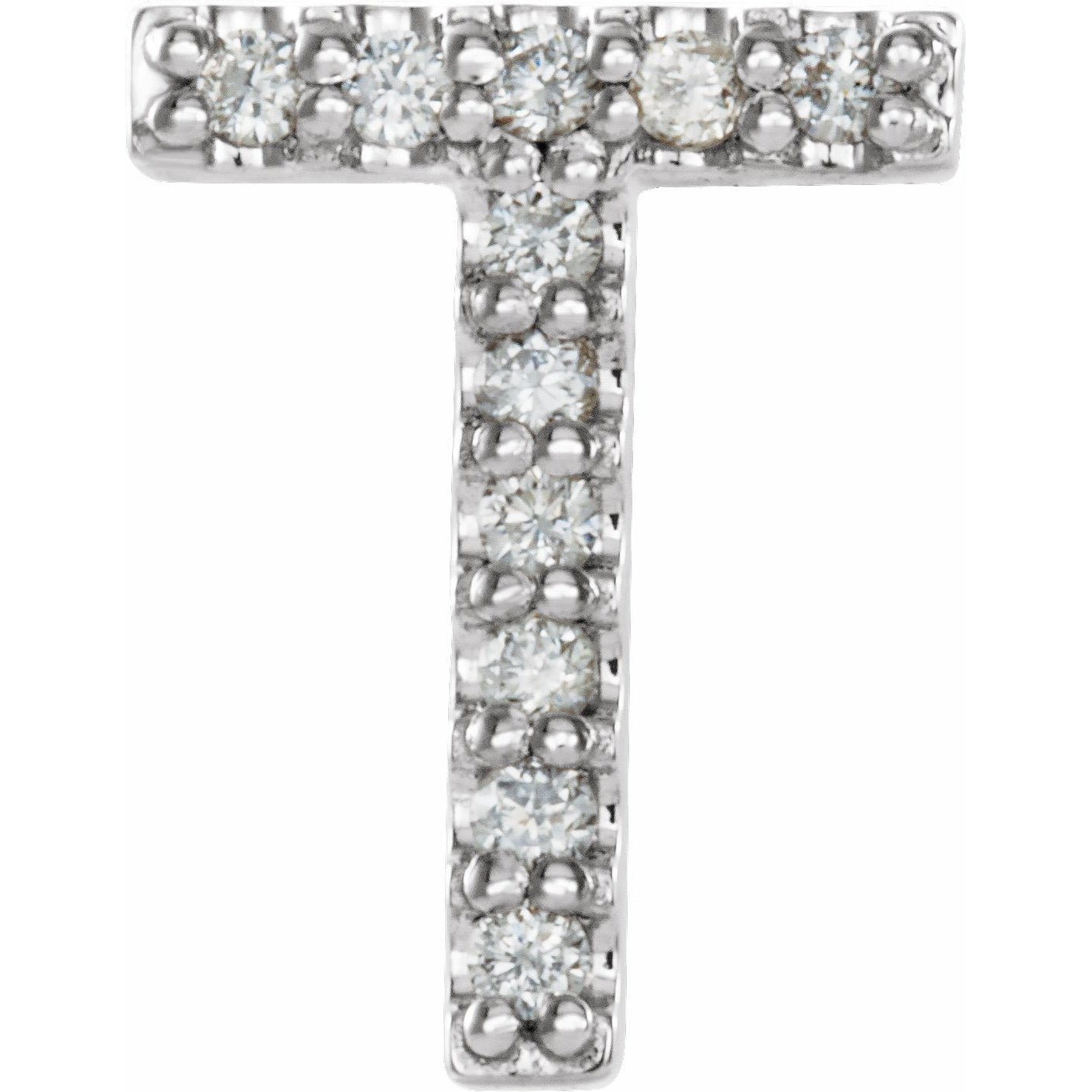 14K White .04 CTW Diamond Single Initial T Earring