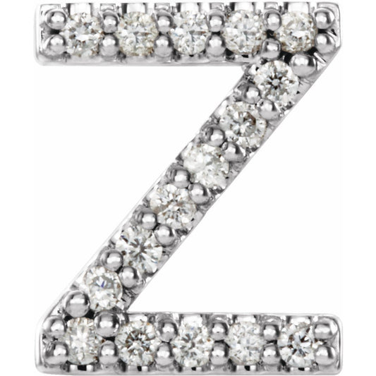 14K White .06 CTW Diamond Single Initial Z Earring